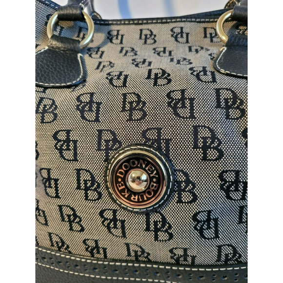 Dooney and Bourke Gray with Blue DB Logo Fabric Handbag - Picture 2 of 9